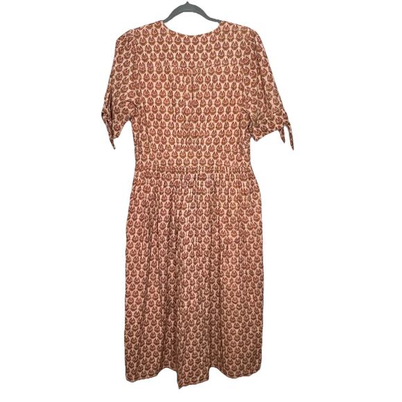 Pink Chicken Dress Womens Medium Brown Floral Maxi Boho Peasant Cottagecore B16 - Picture 4 of 8